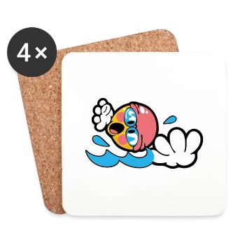 Smiley Swimming - Untersetzer (4er-Set) - Weiß - Vorne