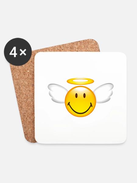 Smiley Glossy Angel - Untersetzer (4er-Set) - Weiß