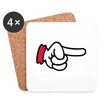 Doigt pointé / doigt pointé (3c) - Dessous de verre (lot de 4) - blanc - Devant