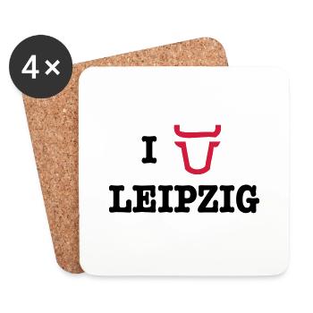 I Love Leipzig - Untersetzer (4er-Set) - Weiß - Vorne