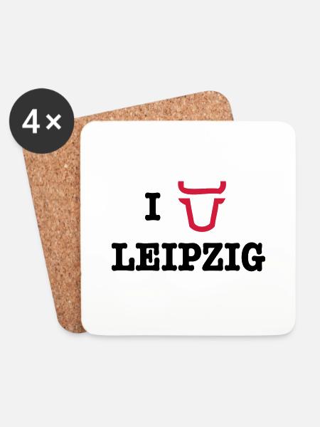 I Love Leipzig - Untersetzer (4er-Set) - Weiß