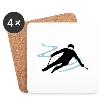 Sport - Skifahrer - Untersetzer (4er-Set) - Weiß - Vorne