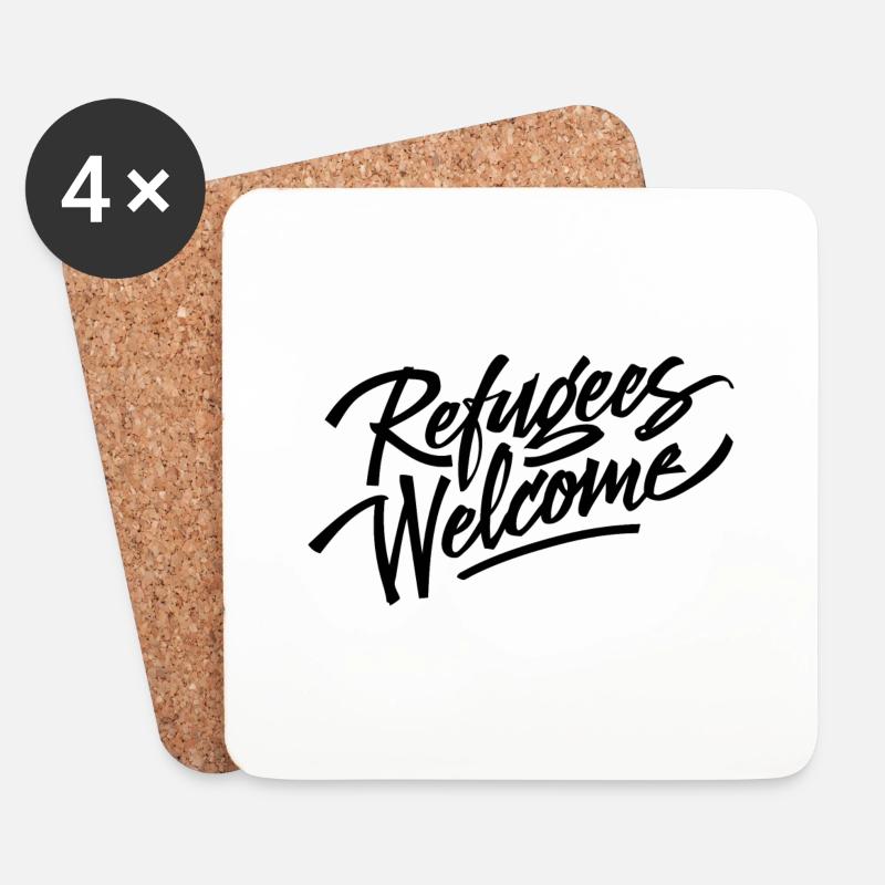 Refugees Welcome - Schafft sichere Häfen! - Untersetzer (4er-Set) - Weiß