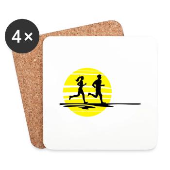 Sport - Jogger Sonne - Untersetzer (4er-Set) - Weiß - Vorne