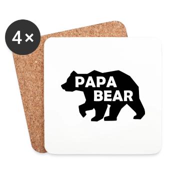 Papa Bear Baer Papa Tshirt - Untersetzer (4er-Set) - Weiß - Vorne