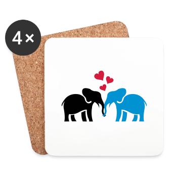 elefanten_liebe - Coasters (set of 4) - white - Front