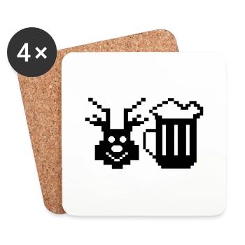 beer deer pixel - Untersetzer (4er-Set) - Weiß - Vorne