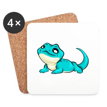 Lizard sweet turquoise blue gift - Coasters (set of 4) - white - Front