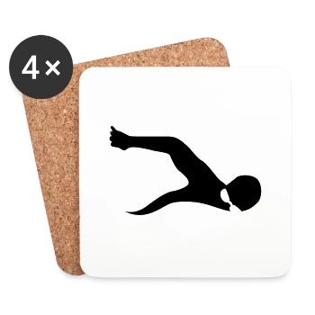 swimming - Coasters (set of 4) - white - Front