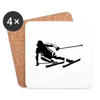 Ski, Skifahren - Untersetzer (4er-Set) - Weiß - Vorne