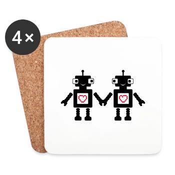 roboters_in_love_02 - Untersetzer (4er-Set) - Weiß - Vorne
