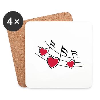 music hearts notes - Untersetzer (4er-Set) - Weiß - Vorne