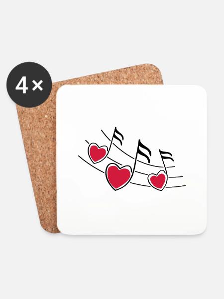 music hearts notes - Untersetzer (4er-Set) - Weiß