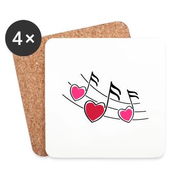 music notes hearts - Untersetzer (4er-Set) - Weiß - Vorne