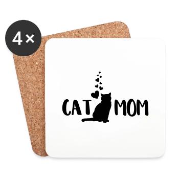 cat mom hearts - Untersetzer (4er-Set) - Weiß - Vorne