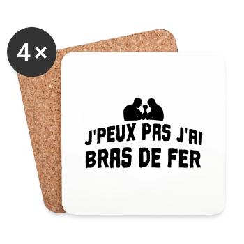 J'peux pas j'ai bras de fer - Dessous de verre (lot de 4) - blanc - Devant