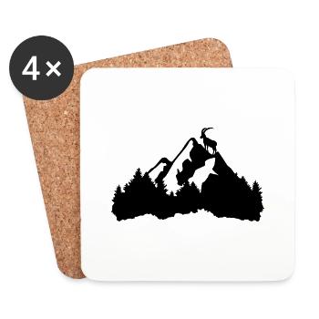 Berge, Wald und Steinbock - Untersetzer (4er-Set) - Weiß - Vorne