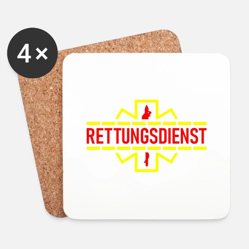 Rettungsdienst - Untersetzer (4er-Set) - Weiß