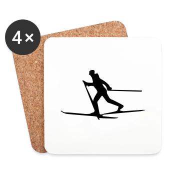 ski fahrer silhouette - Untersetzer (4er-Set) - Weiß - Vorne