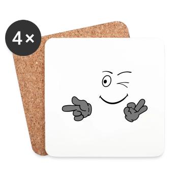 smileface_02 - Coasters (set of 4) - white - Front