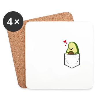 Avocado in Brusttasche - Untersetzer (4er-Set) - Weiß - Vorne