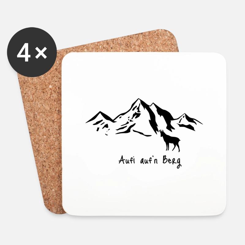 Aufi auf'n Berg - Untersetzer (4er-Set) - Weiß