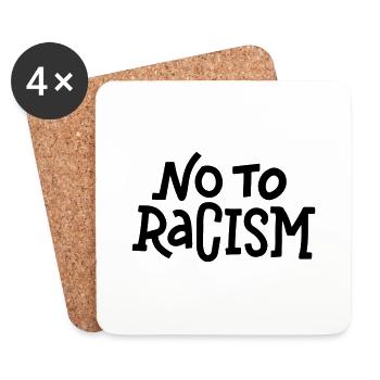 Non au racisme - Dessous de verre (lot de 4) - blanc - Devant