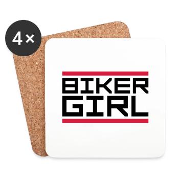 Balken Logo Biker - Untersetzer (4er-Set) - Weiß - Vorne