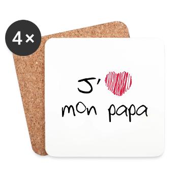 J'aime mon papa - Dessous de verre (lot de 4) - blanc - Devant
