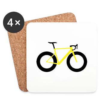 Racing bike yellow - Coasters (set of 4) - white - Front