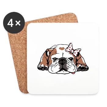 Cute english bulldog lady english bulldog - Coasters (set of 4) - white - Front