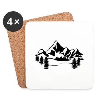 Mountain, mountains and forest - Coasters (set of 4) - white - Front