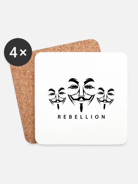Anonymous Rebellion - Untersetzer (4er-Set) - Weiß