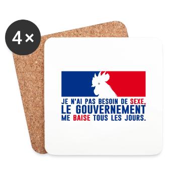 citation humour gouvernement baise besoin sexe - Dessous de verre (lot de 4) - blanc - Devant