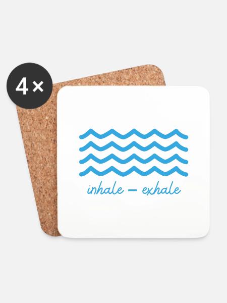 Meditations Design mit "inhale - exhale" - Untersetzer (4er-Set) - Weiß