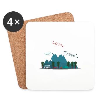 Live Love Travel. - Untersetzer (4er-Set) - Weiß - Vorne