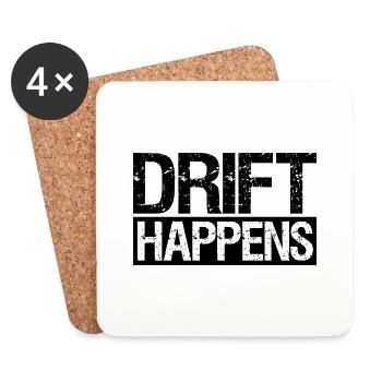 Drift happens Geschenk Wagen Autofans Mechaniker - Untersetzer (4er-Set) - Weiß - Vorne