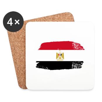 Drapeau de l'Égypte - Dessous de verre (lot de 4) - blanc - Devant