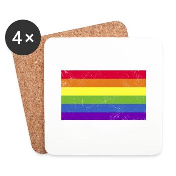 Pride Month // Vintage Rainbow Flag - Dessous de verre (lot de 4) - blanc - Devant