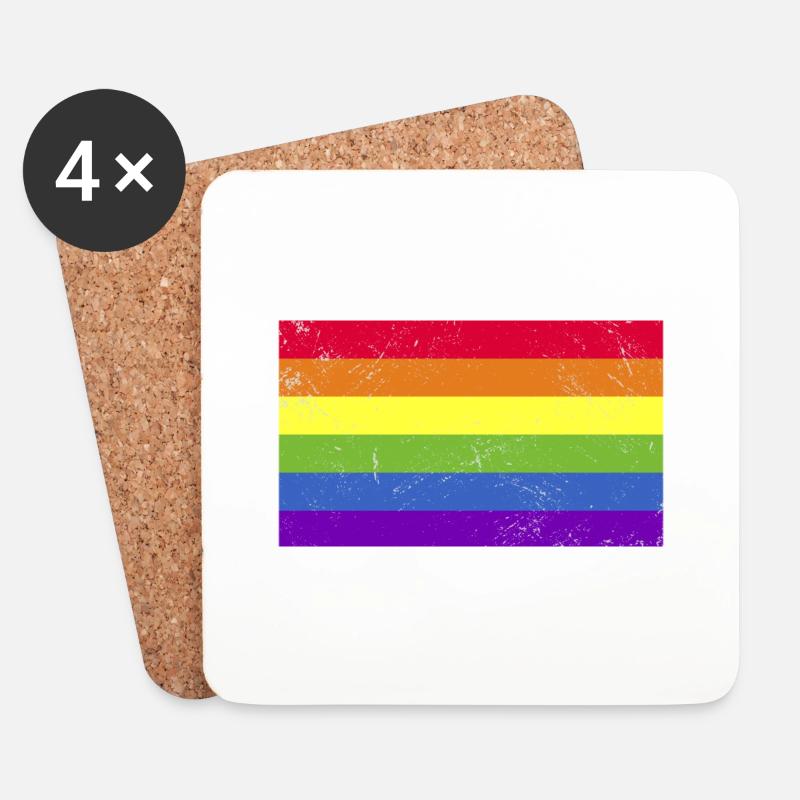 Pride Month // Vintage Rainbow Flag - Untersetzer (4er-Set) - Weiß
