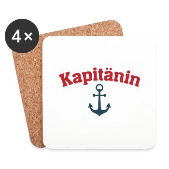 Kapitänin Geschenk Boot Segler Segelboot - Untersetzer (4er-Set) - Weiß - Vorne
