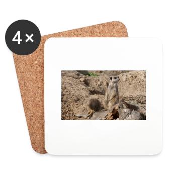 Deux suricates - Dessous de verre (lot de 4) - blanc - Devant
