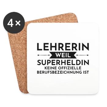 Lehrerin superheldin Geschenk Schule Professor - Untersetzer (4er-Set) - Weiß - Vorne