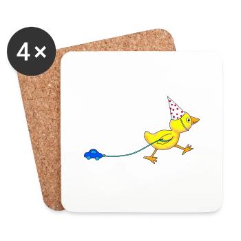 Duck with car boys girl birthday gift - Coasters (set of 4) - white - Front