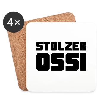 Stolzer Ossi NVA Ostdeutschland Geschenk Nostalgie - Untersetzer (4er-Set) - Weiß - Vorne