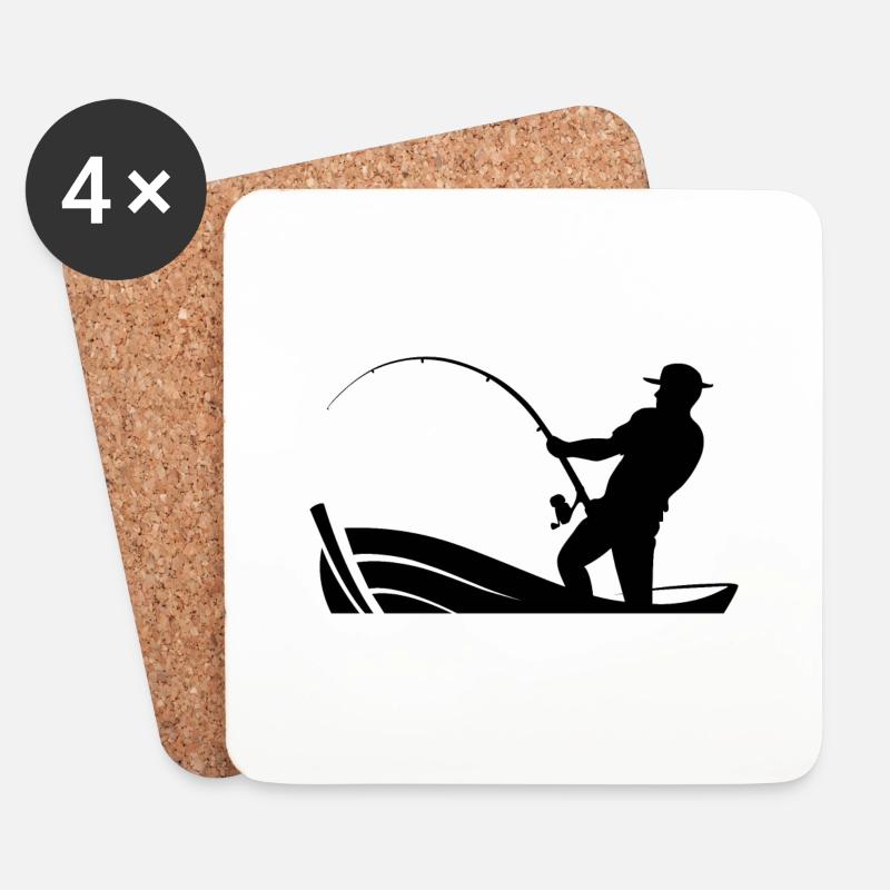 Angler im Boot - Untersetzer (4er-Set) - Weiß