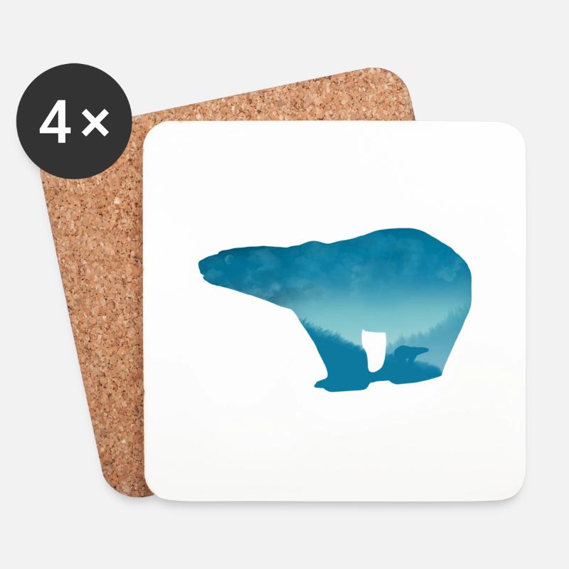 Eisbär Landschaft - Untersetzer (4er-Set) - Weiß