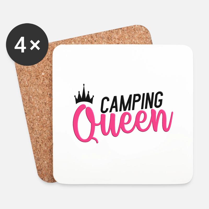 Camping Queen - Untersetzer (4er-Set) - Weiß
