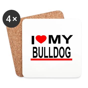 Bulldoge - Dessous de verre (lot de 4) - blanc - Devant