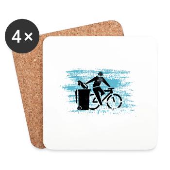 Bicycle instead of car - Coasters (set of 4) - white - Front